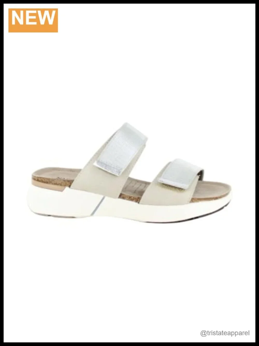 Women's Leather Slide Sandals with Cork Footbed & Arch Support Comfort